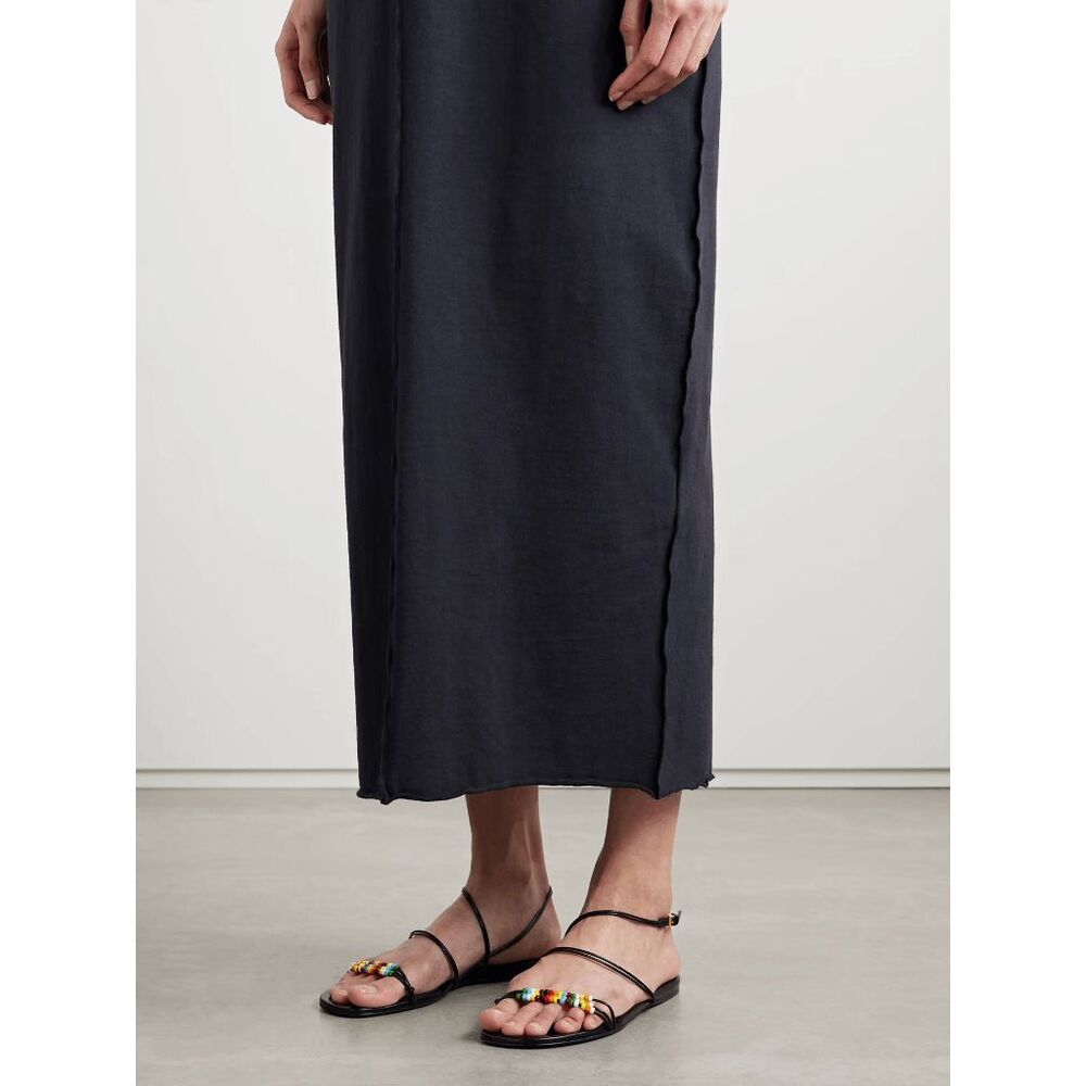 KHAITE Loop Black Strappy Sandals with Colorful Beads